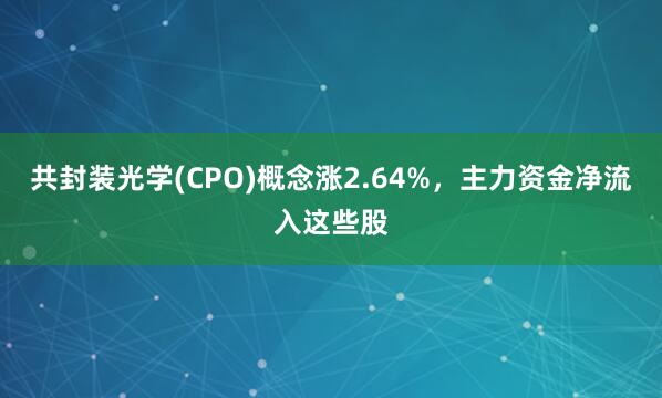 共封装光学(CPO)概念涨2.64%，主力资金净流入这些股
