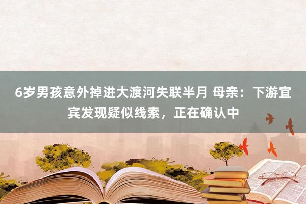 6岁男孩意外掉进大渡河失联半月 母亲：下游宜宾发现疑似线索，正在确认中
