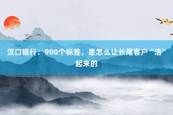 汉口银行：900个标签，是怎么让长尾客户“活”起来的