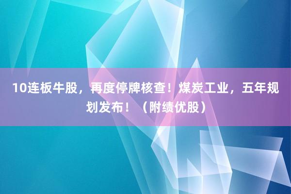 10连板牛股，再度停牌核查！煤炭工业，五年规划发布！（附绩优股）