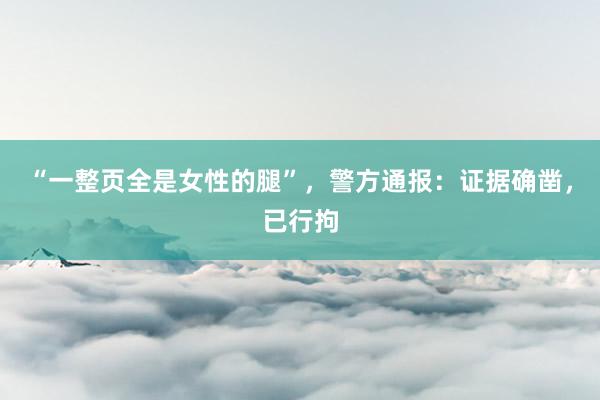“一整页全是女性的腿”，警方通报：证据确凿，已行拘