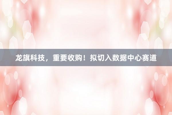 龙旗科技，重要收购！拟切入数据中心赛道