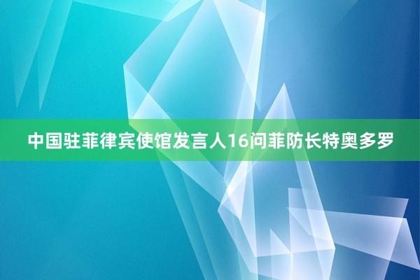 中国驻菲律宾使馆发言人16问菲防长特奥多罗