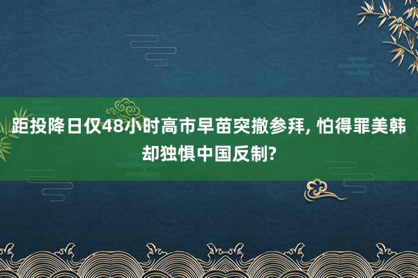 距投降日仅48小时高市早苗突撤参拜, 怕得罪美韩却独惧中国反制?