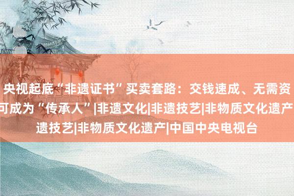 央视起底“非遗证书”买卖套路：交钱速成、无需资质，花600元即可成为“传承人”|非遗文化|非遗技艺|非物质文化遗产|中国中央电视台