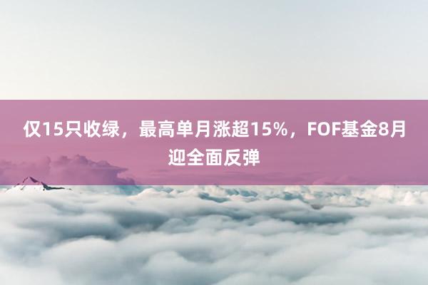 仅15只收绿，最高单月涨超15%，FOF基金8月迎全面反弹