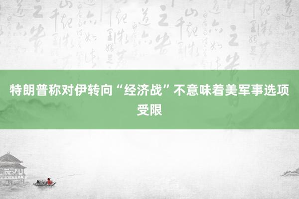 特朗普称对伊转向“经济战”不意味着美军事选项受限