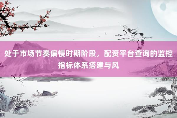 处于市场节奏偏慢时期阶段，配资平台查询的监控指标体系搭建与风
