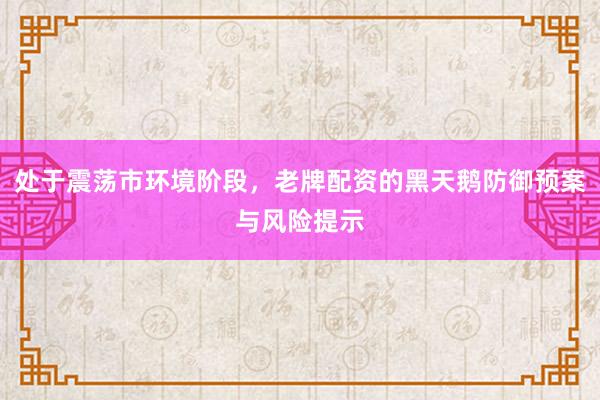 处于震荡市环境阶段，老牌配资的黑天鹅防御预案与风险提示