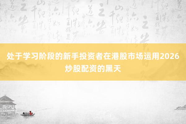 处于学习阶段的新手投资者在港股市场运用2026炒股配资的黑天