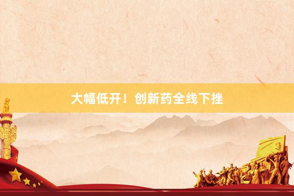 大幅低开!创新药全线下挫