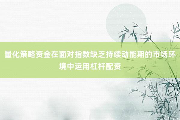 量化策略资金在面对指数缺乏持续动能期的市场环境中运用杠杆配资