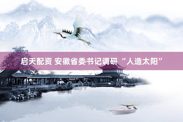 启天配资 安徽省委书记调研 “人造太阳”