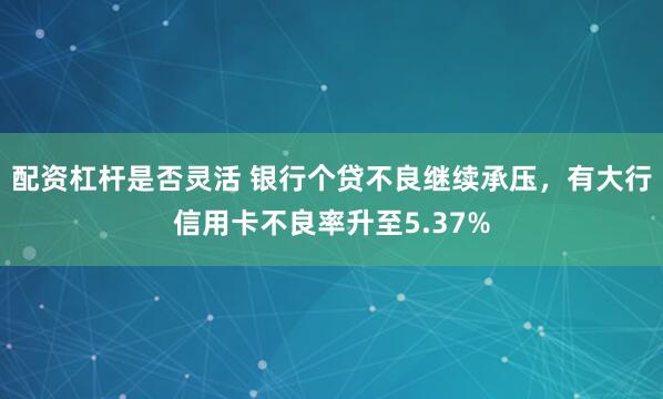 配资杠杆是否灵活 银行个贷不良继续承压，有大行信用卡不良率升至5.37%