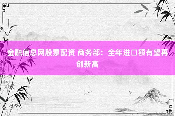 金融信息网股票配资 商务部：全年进口额有望再创新高