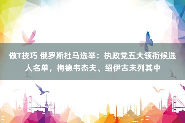做T技巧 俄罗斯杜马选举:执政党五大领衔候选人名单,梅德韦杰夫、绍伊古未列其中