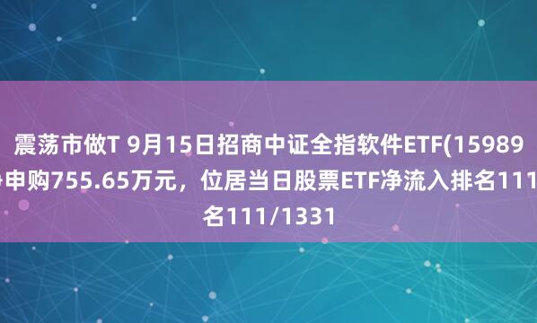 震荡市做T 9月15日招商中证全指软件ETF(159899)获净申购755.65万元，位居当日股票ETF净流入排名111/1331