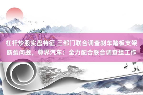 杠杆炒股实盘特征 三部门联合调查刹车踏板支架断裂问题，尊界汽车：全力配合联合调查组工作